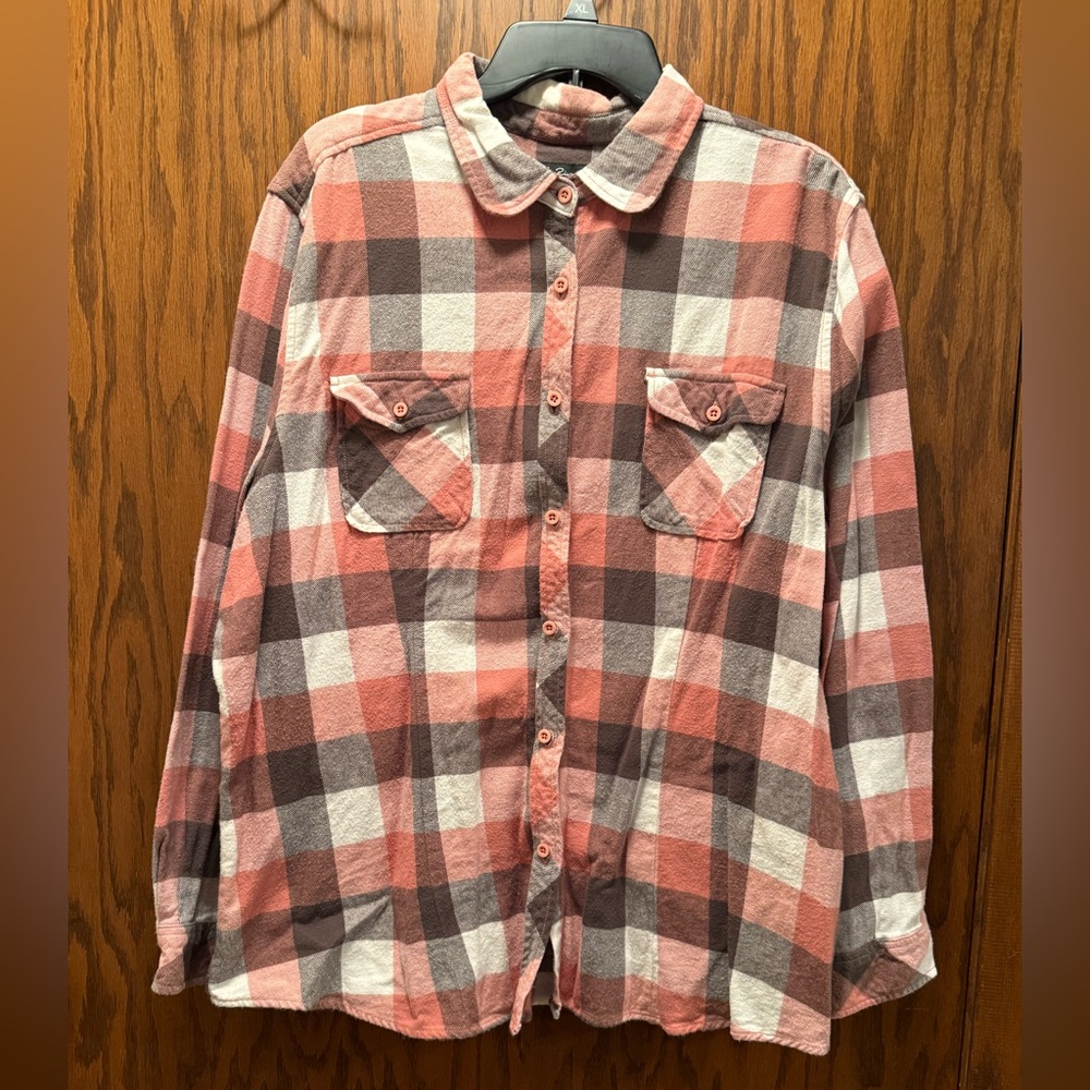 Pink Plaid Flannel Button-Up Women's Shirt
